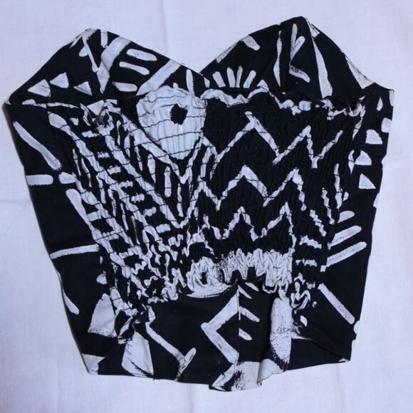 Vintage 80s Black and White Geometric Abstract Bustier Corset Top XXS *last chan - Picture 3 of 6
